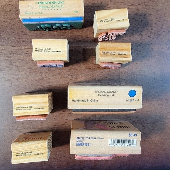 Lot of Christmas Theme Wooden Block Rubber Stamps Crafting Stamping Gift tags - Picture 3 of 10